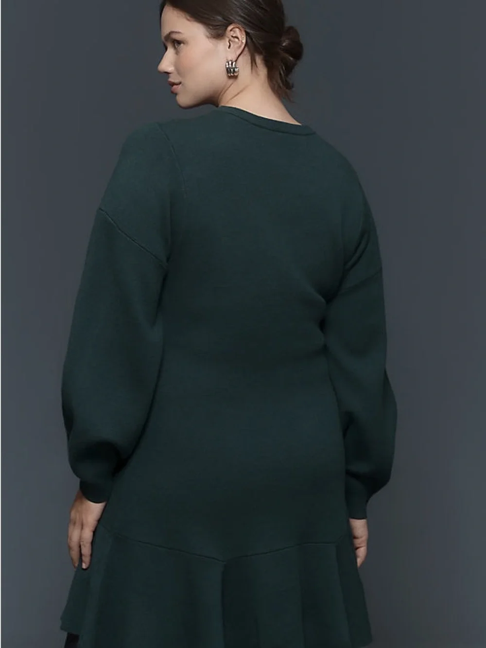 Anthropologie 3/4 Sleeve Ruffled Sweater Knit Dress - Picture 3 of 14